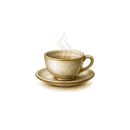 A teapot pouring into a waiting cup