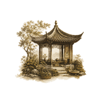 A garden pavilion in ancient China